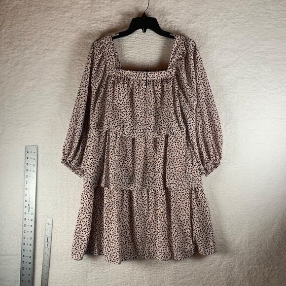 Who What Wear Women's Pink Square Neck Tiered Casual Mini Dress Size S NWOT 9106 - Picture 1 of 9
